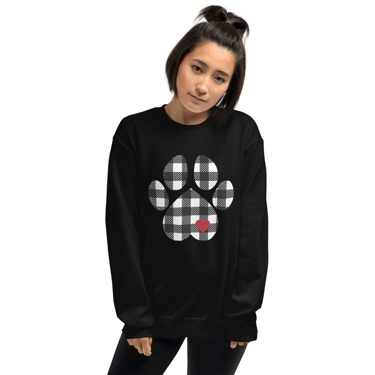 Black Plaid Dog Paw Sweatshirt - DoggyLoveandMore