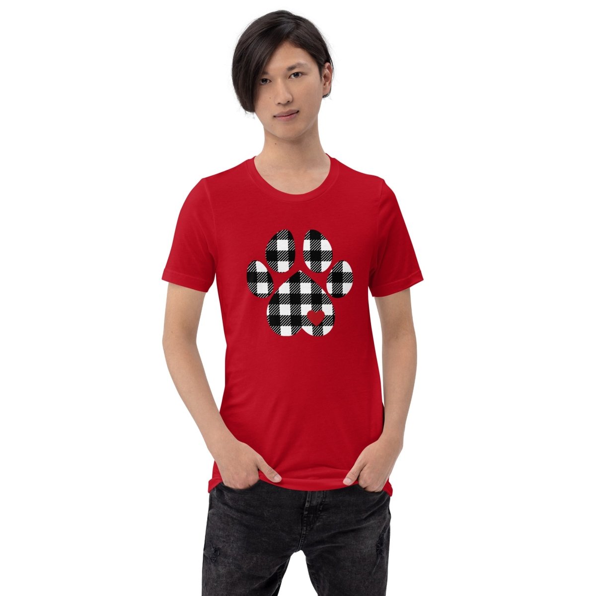 Black Plaid Dog Paw T-Shirt - DoggyLoveandMore