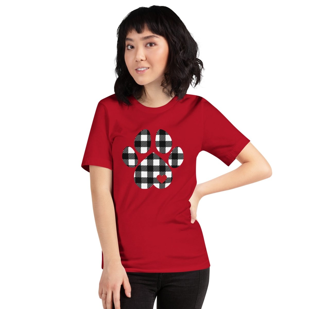 Black Plaid Dog Paw T-Shirt - DoggyLoveandMore