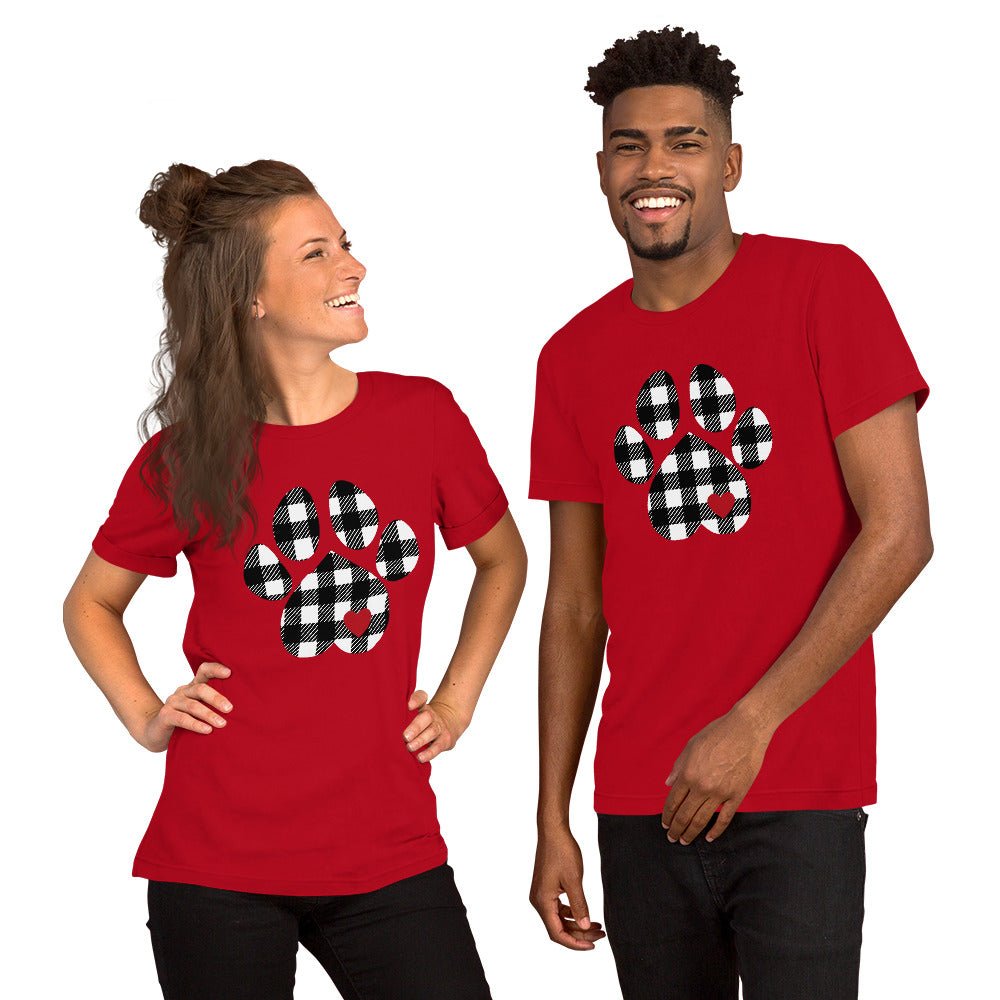 Black Plaid Dog Paw T-Shirt - DoggyLoveandMore