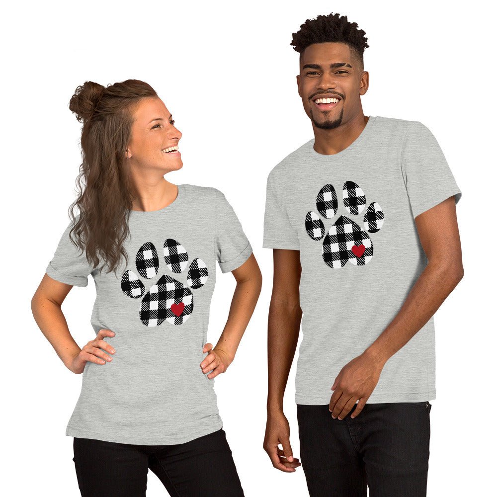 Black Plaid Dog Paw T-Shirt - DoggyLoveandMore