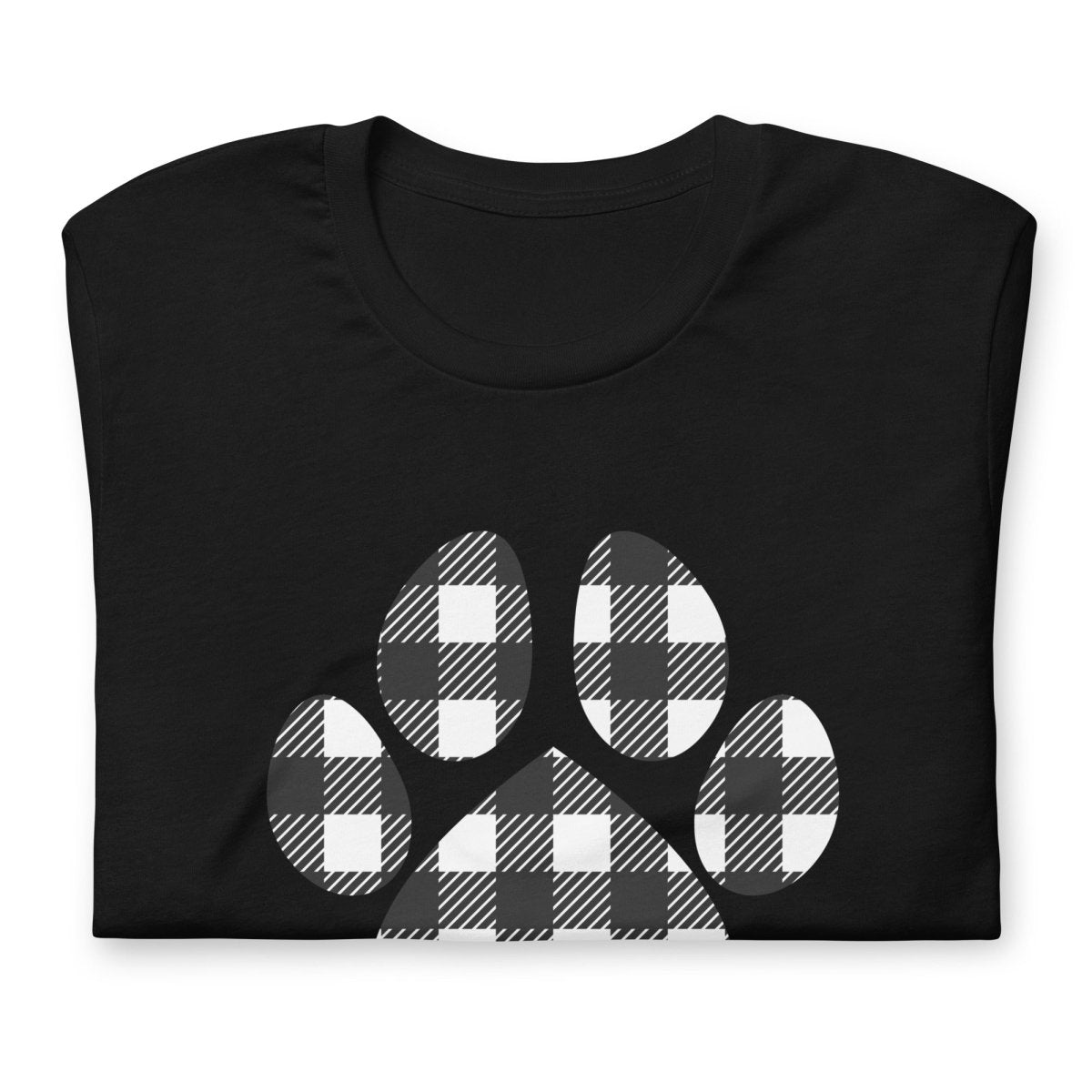 Black Plaid Dog Paw T-Shirt - DoggyLoveandMore