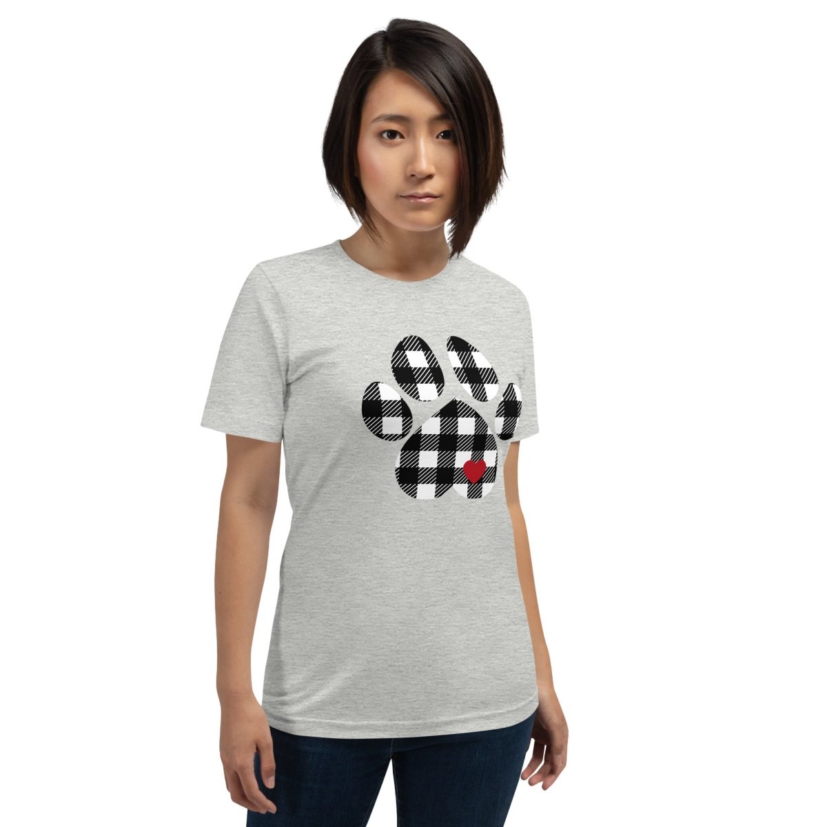 Black Plaid Dog Paw T-Shirt - DoggyLoveandMore
