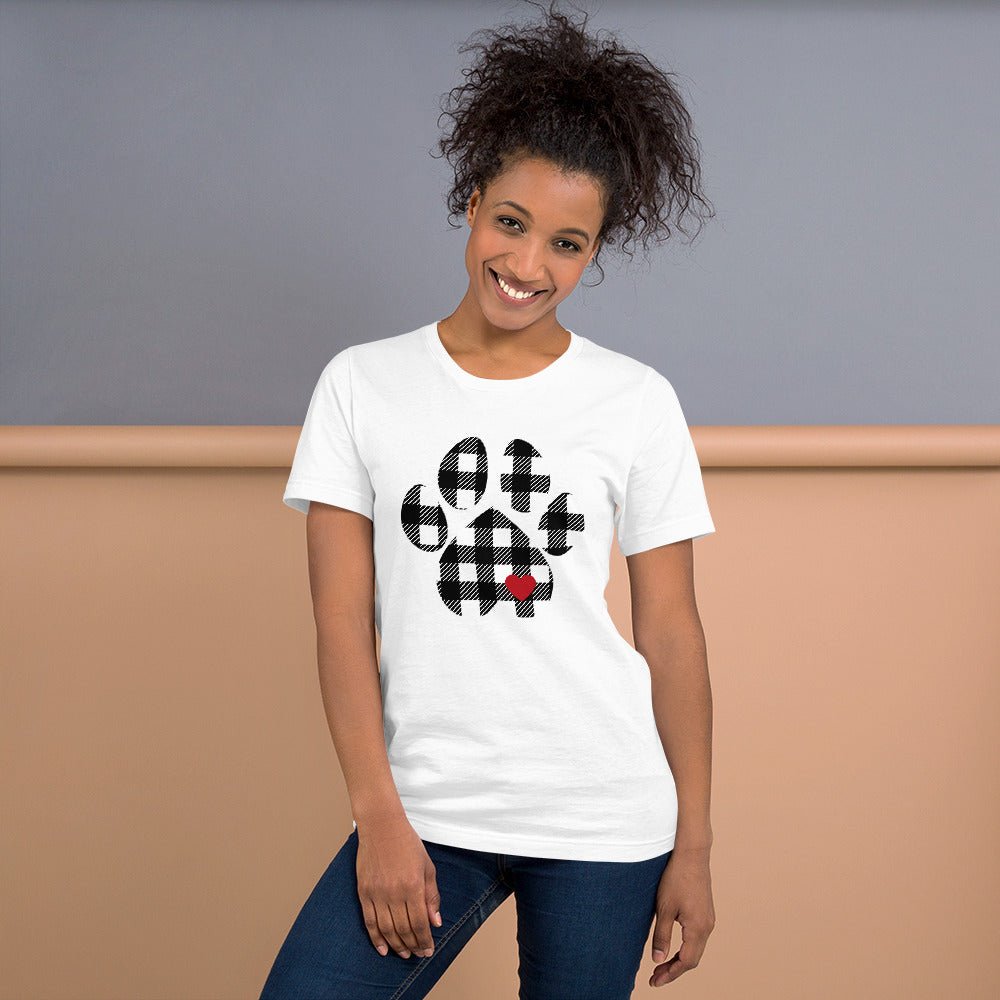 Black Plaid Dog Paw T-Shirt - DoggyLoveandMore