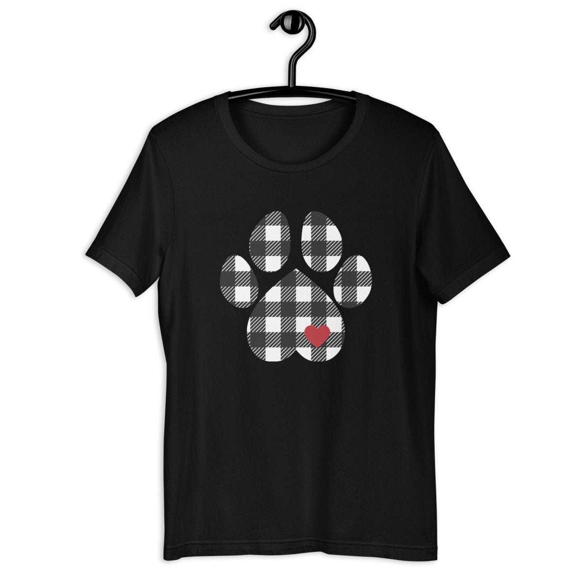 Black Plaid Dog Paw T-Shirt - DoggyLoveandMore