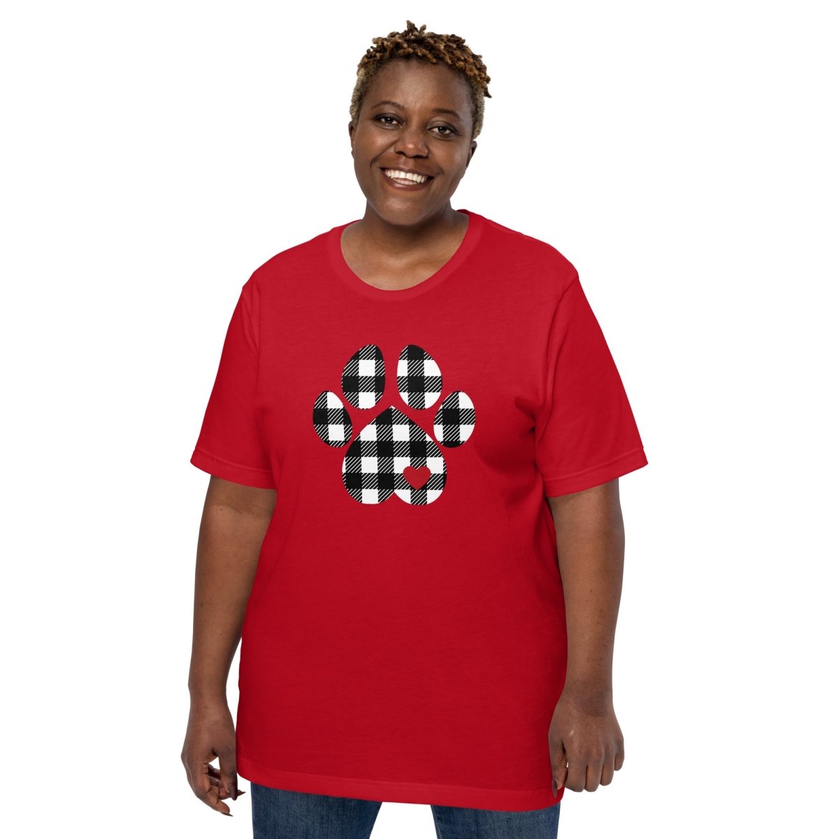 Black Plaid Dog Paw T-Shirt - DoggyLoveandMore