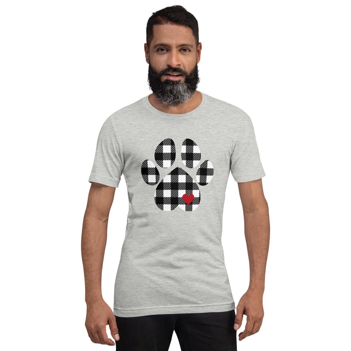 Black Plaid Dog Paw T-Shirt - DoggyLoveandMore