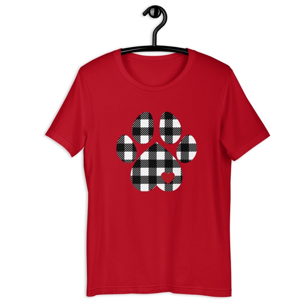 Black Plaid Dog Paw T-Shirt - DoggyLoveandMore