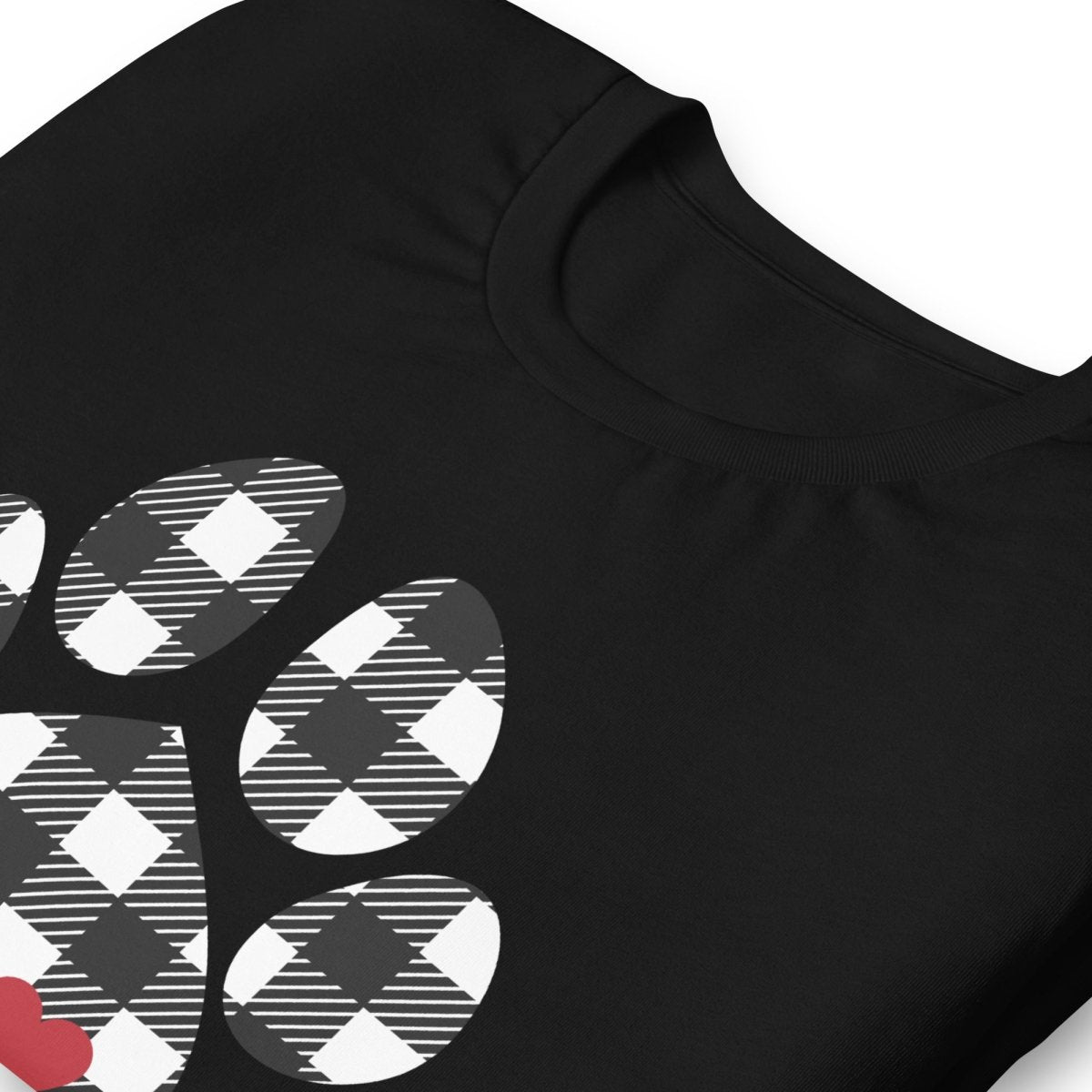 Black Plaid Dog Paw T-Shirt - DoggyLoveandMore