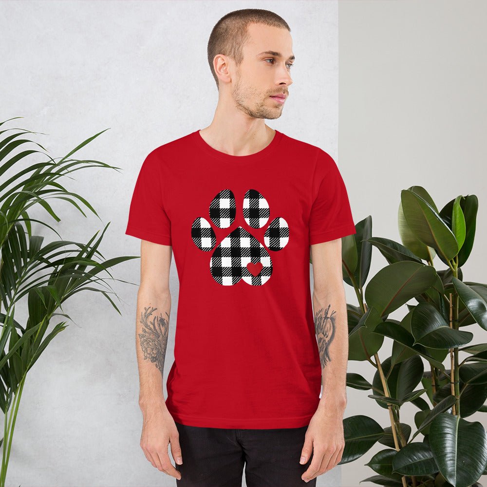 Black Plaid Dog Paw T-Shirt - DoggyLoveandMore