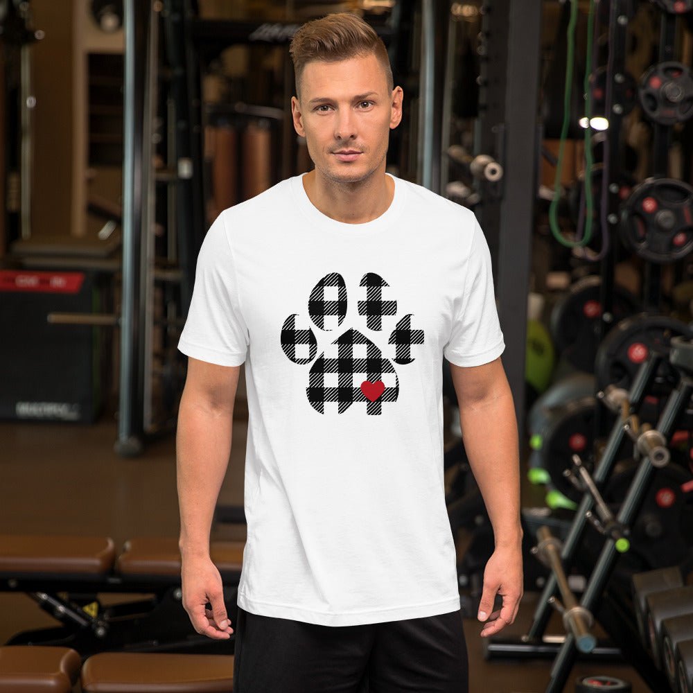 Black Plaid Dog Paw T-Shirt - DoggyLoveandMore