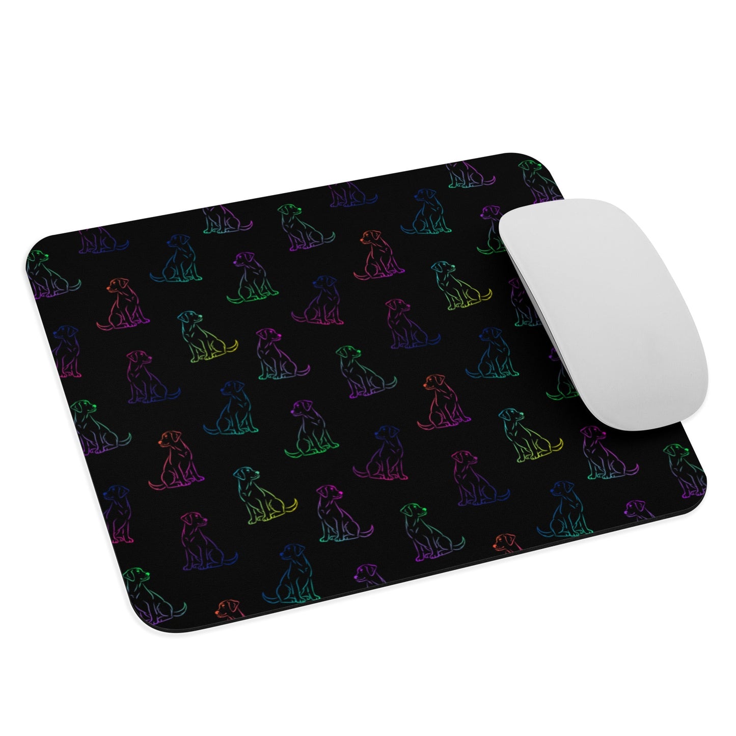 Black Rainbow Dog Mouse Pad - DoggyLoveandMore