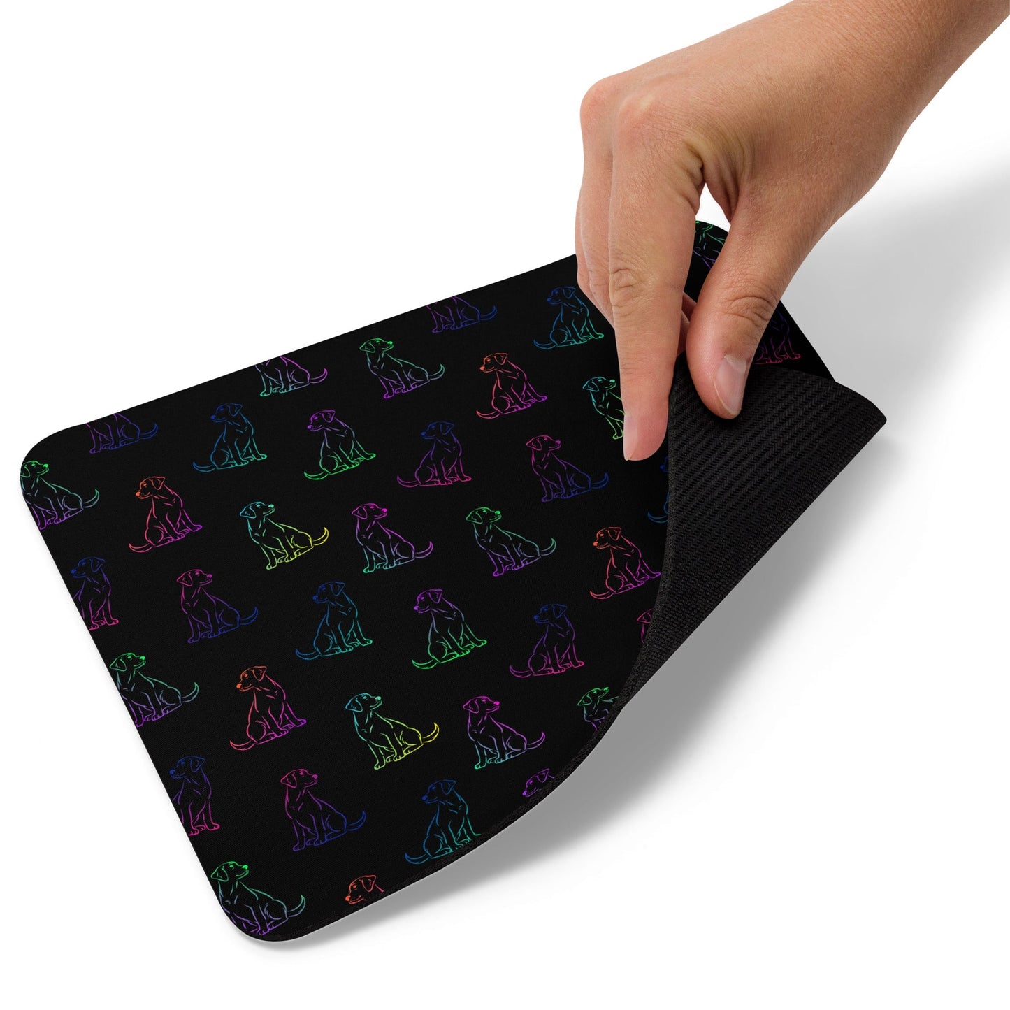 Black Rainbow Dog Mouse Pad - DoggyLoveandMore