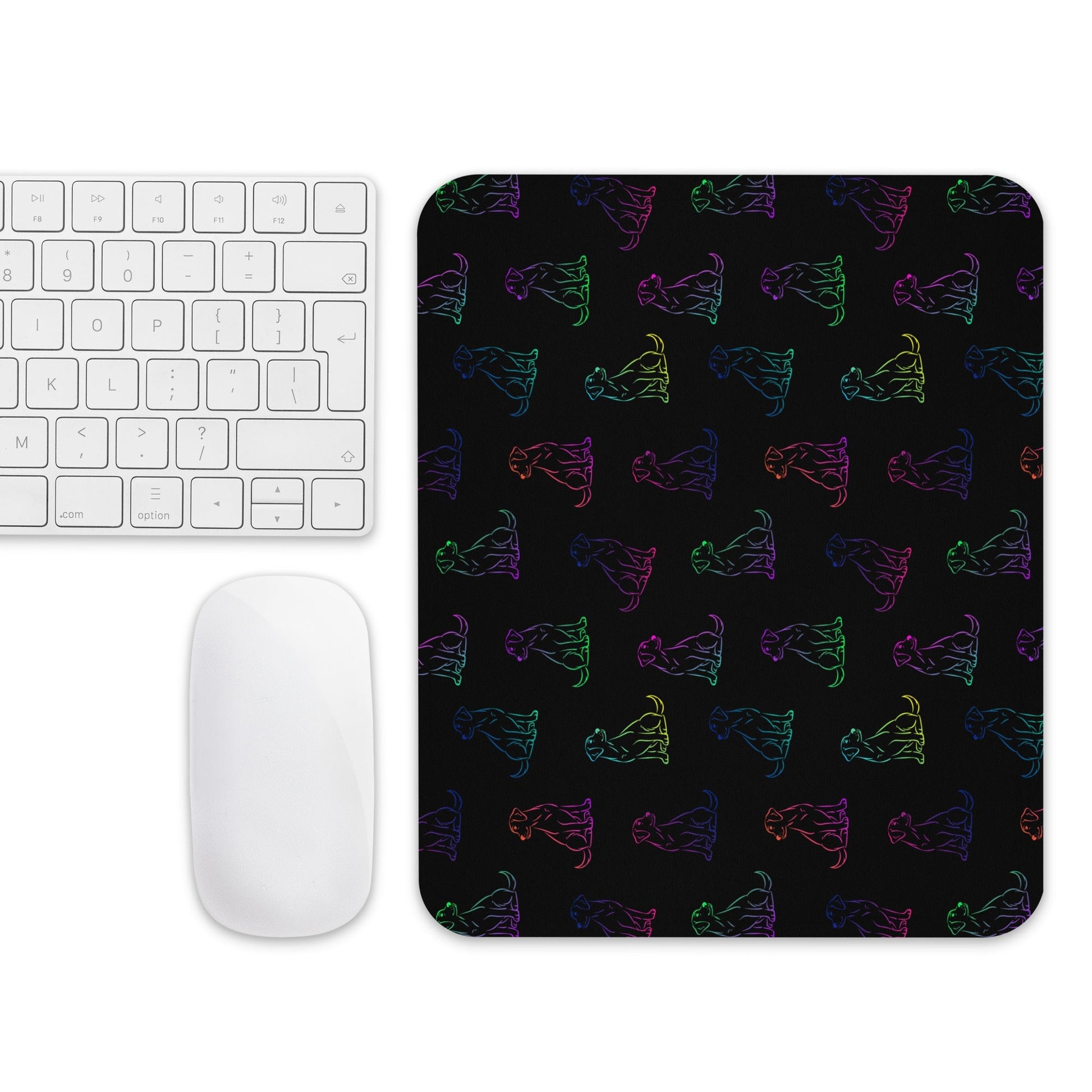 Black Rainbow Dog Mouse Pad - DoggyLoveandMore