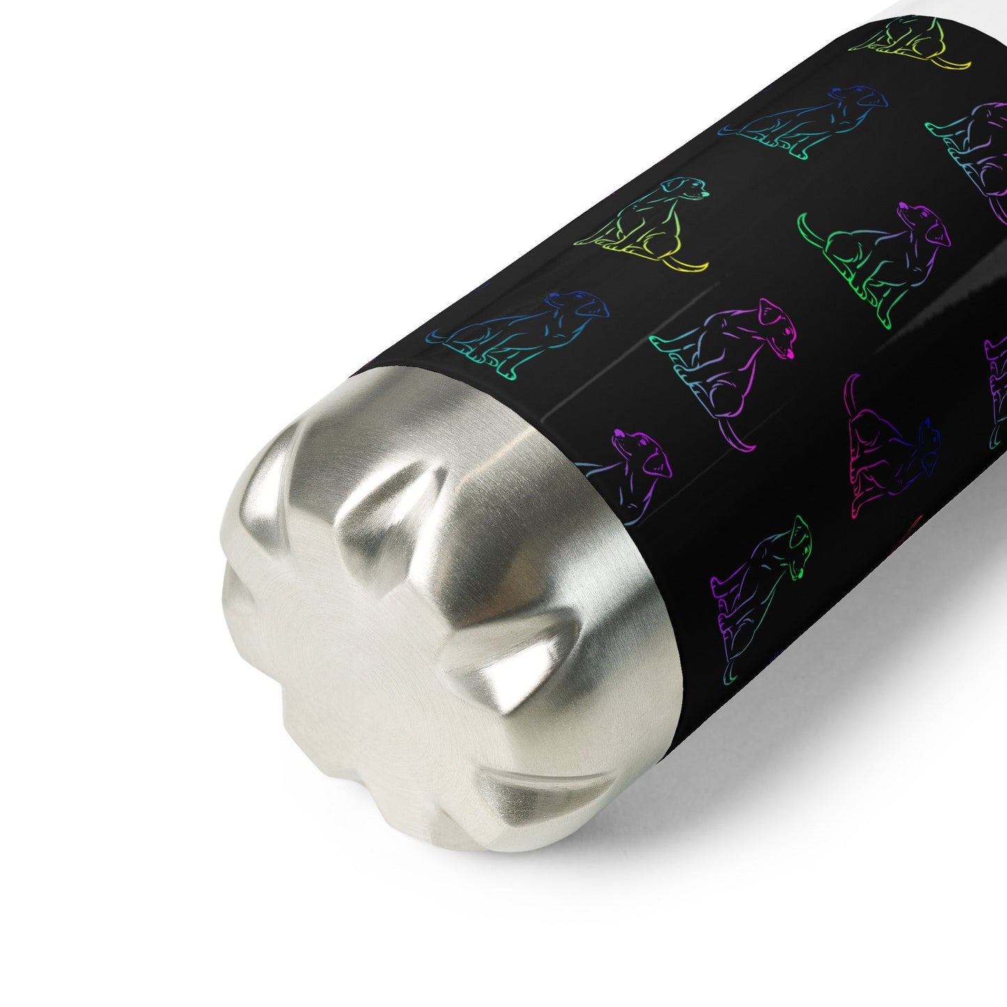 Black Rainbow Dog Stainless Steel Water Bottle - DoggyLoveandMore
