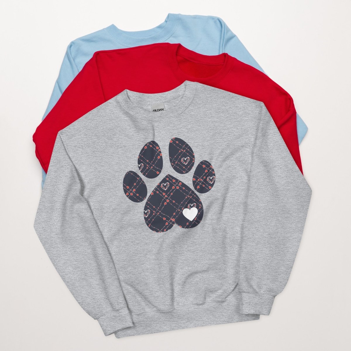 Blue Hearts Dog Paw Sweatshirt - DoggyLoveandMore