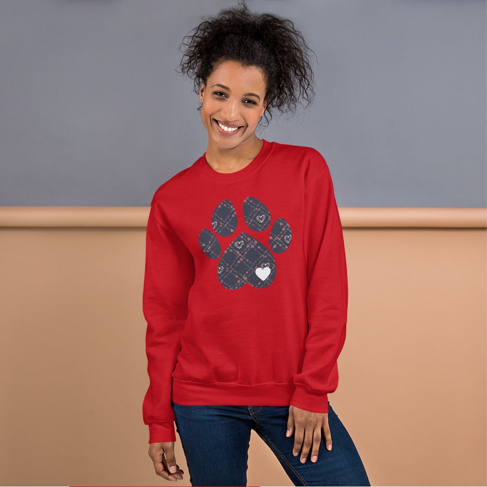 Blue Hearts Dog Paw Sweatshirt - DoggyLoveandMore