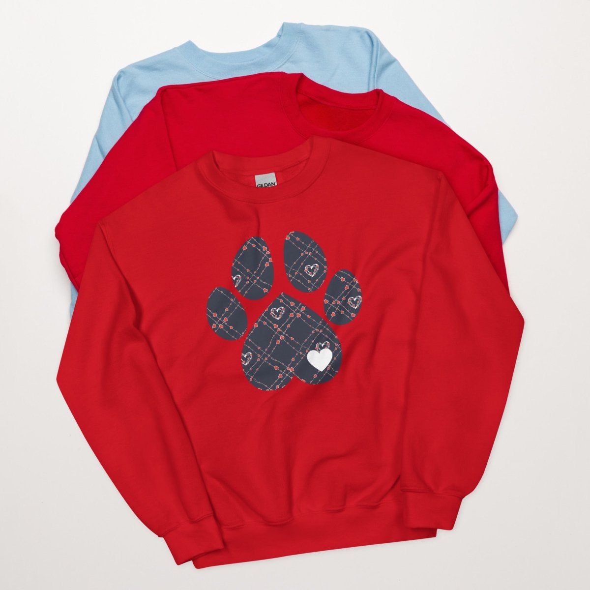 Blue Hearts Dog Paw Sweatshirt - DoggyLoveandMore