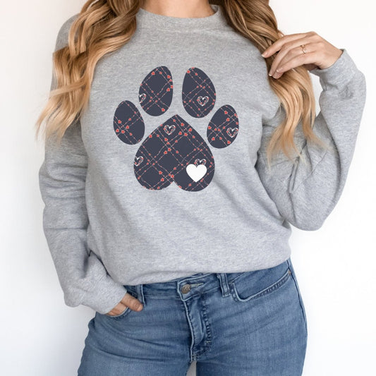 Blue Hearts Dog Paw Sweatshirt - DoggyLoveandMore