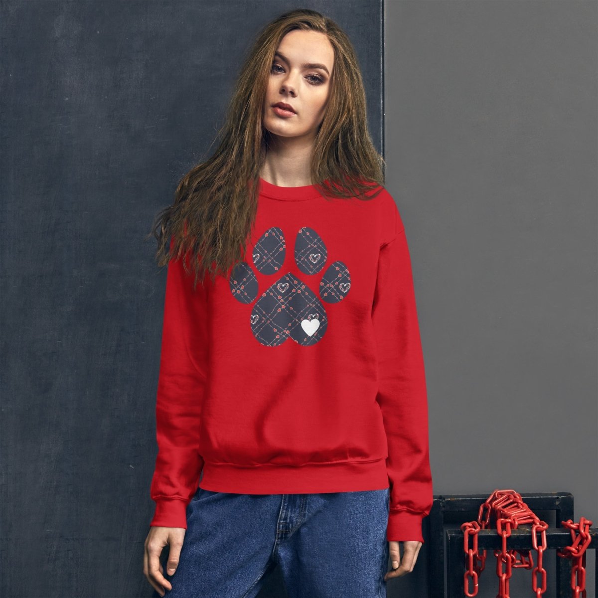 Blue Hearts Dog Paw Sweatshirt - DoggyLoveandMore