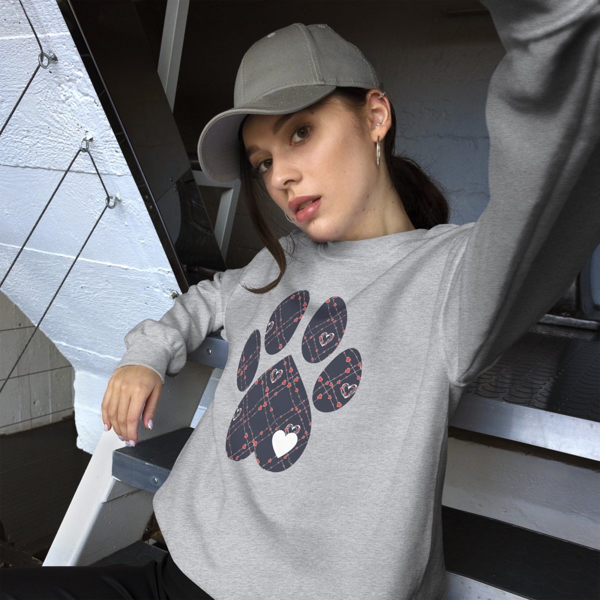 Blue Hearts Dog Paw Sweatshirt - DoggyLoveandMore