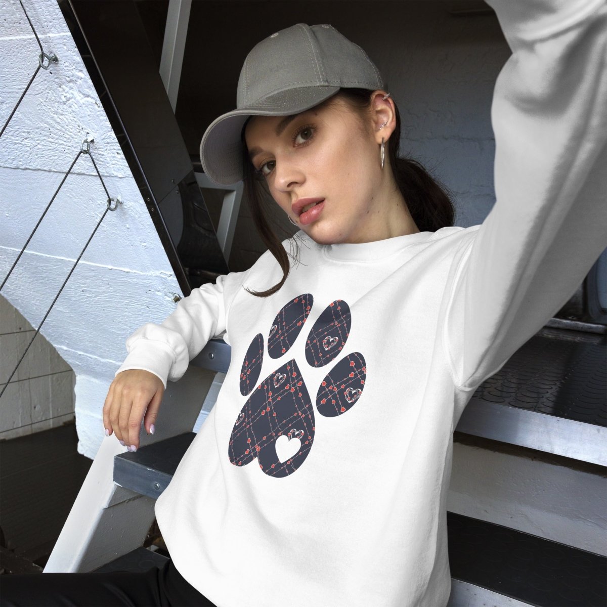Blue Hearts Dog Paw Sweatshirt - DoggyLoveandMore