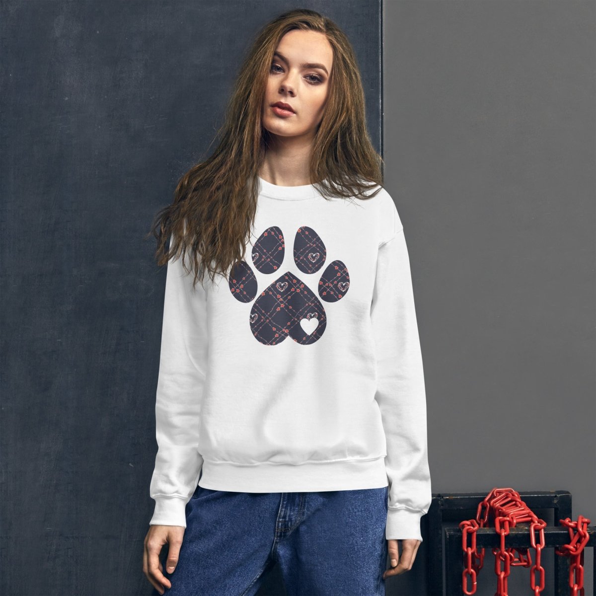 Blue Hearts Dog Paw Sweatshirt - DoggyLoveandMore