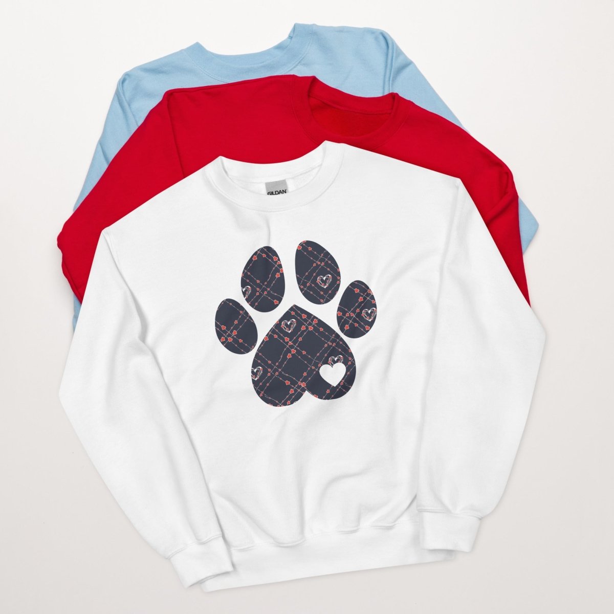 Blue Hearts Dog Paw Sweatshirt - DoggyLoveandMore