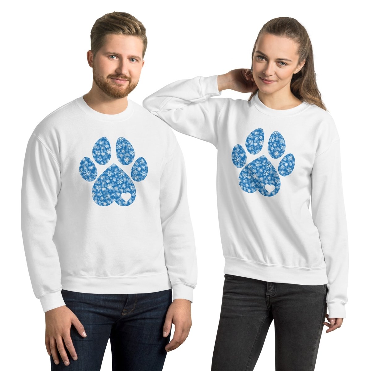 Blue Snowflake Dog Paw Sweatshirt - DoggyLoveandMore