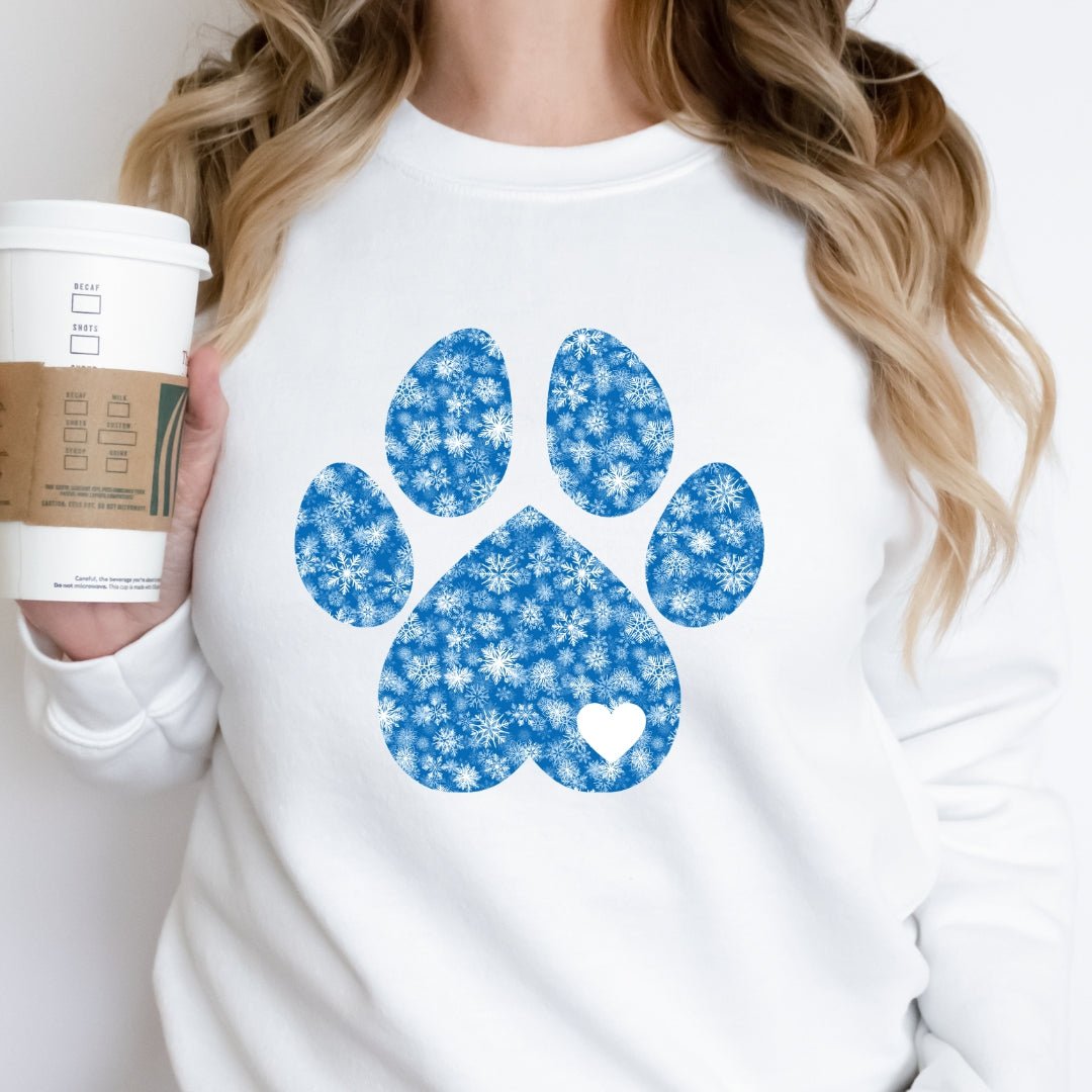 Blue Snowflake Dog Paw Sweatshirt - DoggyLoveandMore