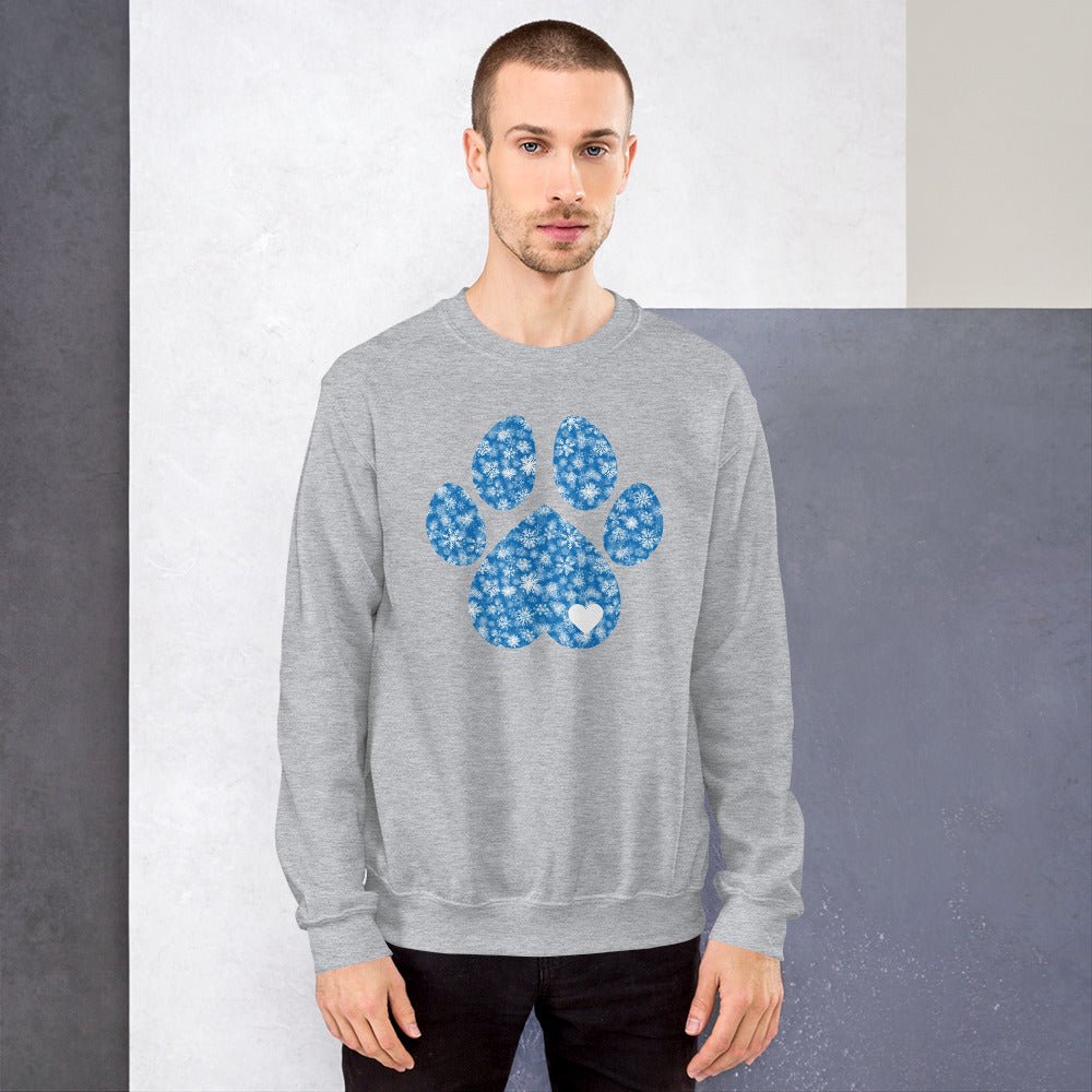 Blue Snowflake Dog Paw Sweatshirt - DoggyLoveandMore