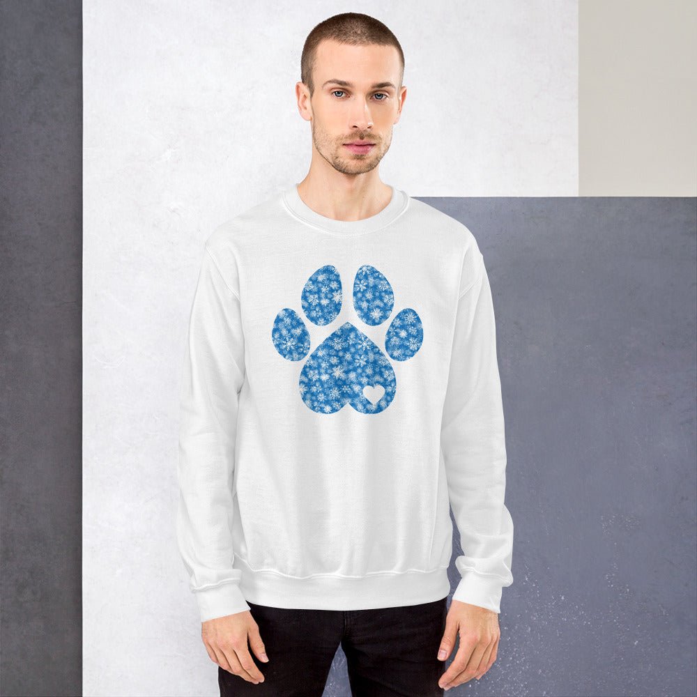 Blue Snowflake Dog Paw Sweatshirt - DoggyLoveandMore