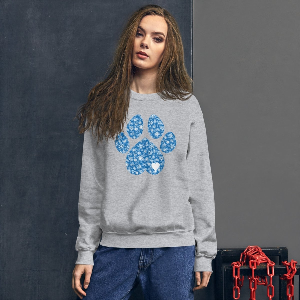 Blue Snowflake Dog Paw Sweatshirt - DoggyLoveandMore