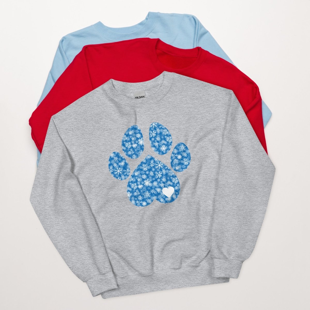 Blue Snowflake Dog Paw Sweatshirt - DoggyLoveandMore