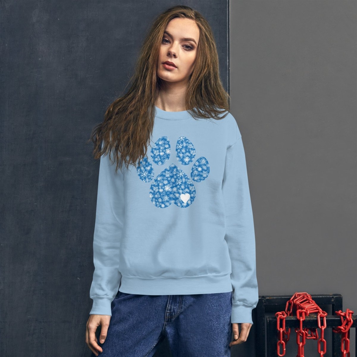 Blue Snowflake Dog Paw Sweatshirt - DoggyLoveandMore