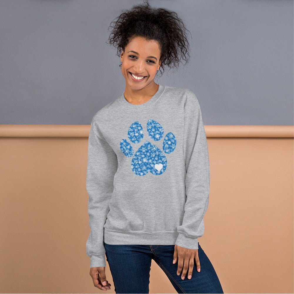 Blue Snowflake Dog Paw Sweatshirt - DoggyLoveandMore