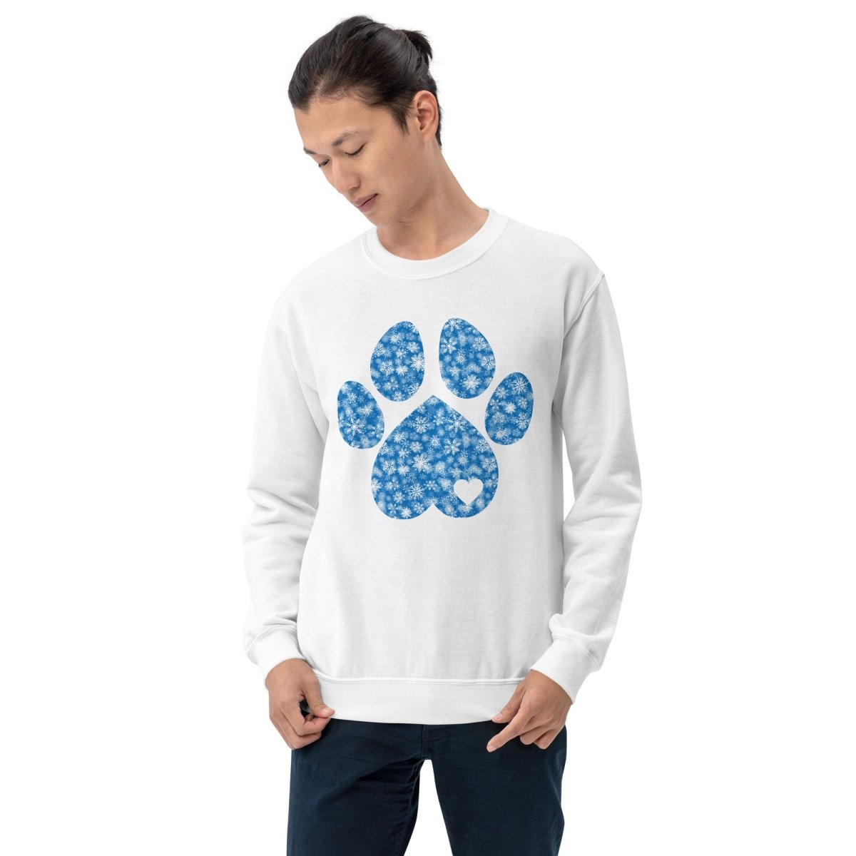 Blue Snowflake Dog Paw Sweatshirt - DoggyLoveandMore