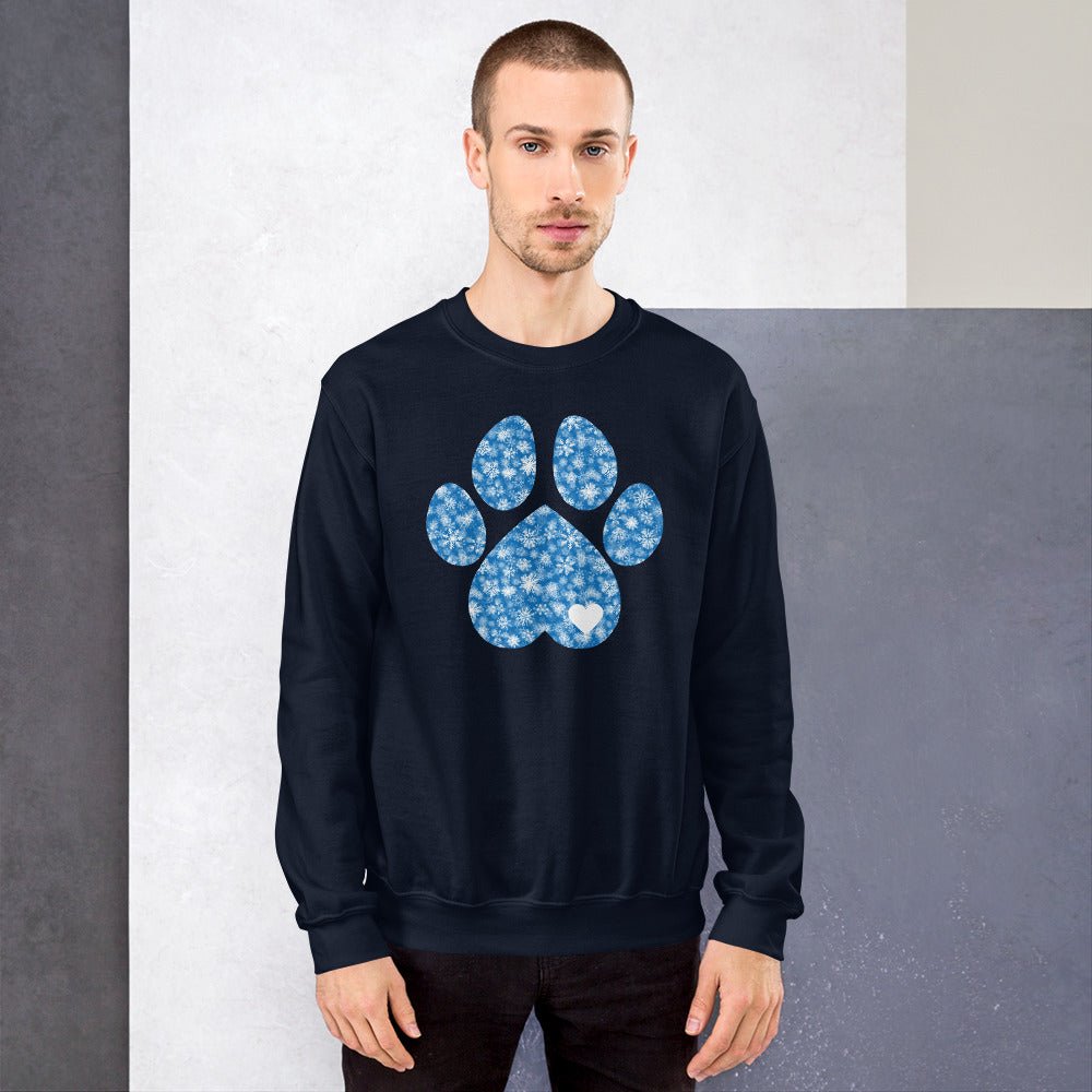 Blue Snowflake Dog Paw Sweatshirt - DoggyLoveandMore