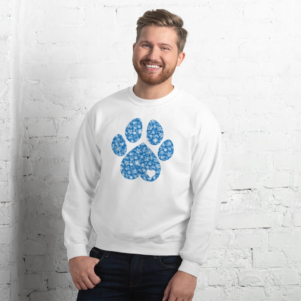 Blue Snowflake Dog Paw Sweatshirt - DoggyLoveandMore