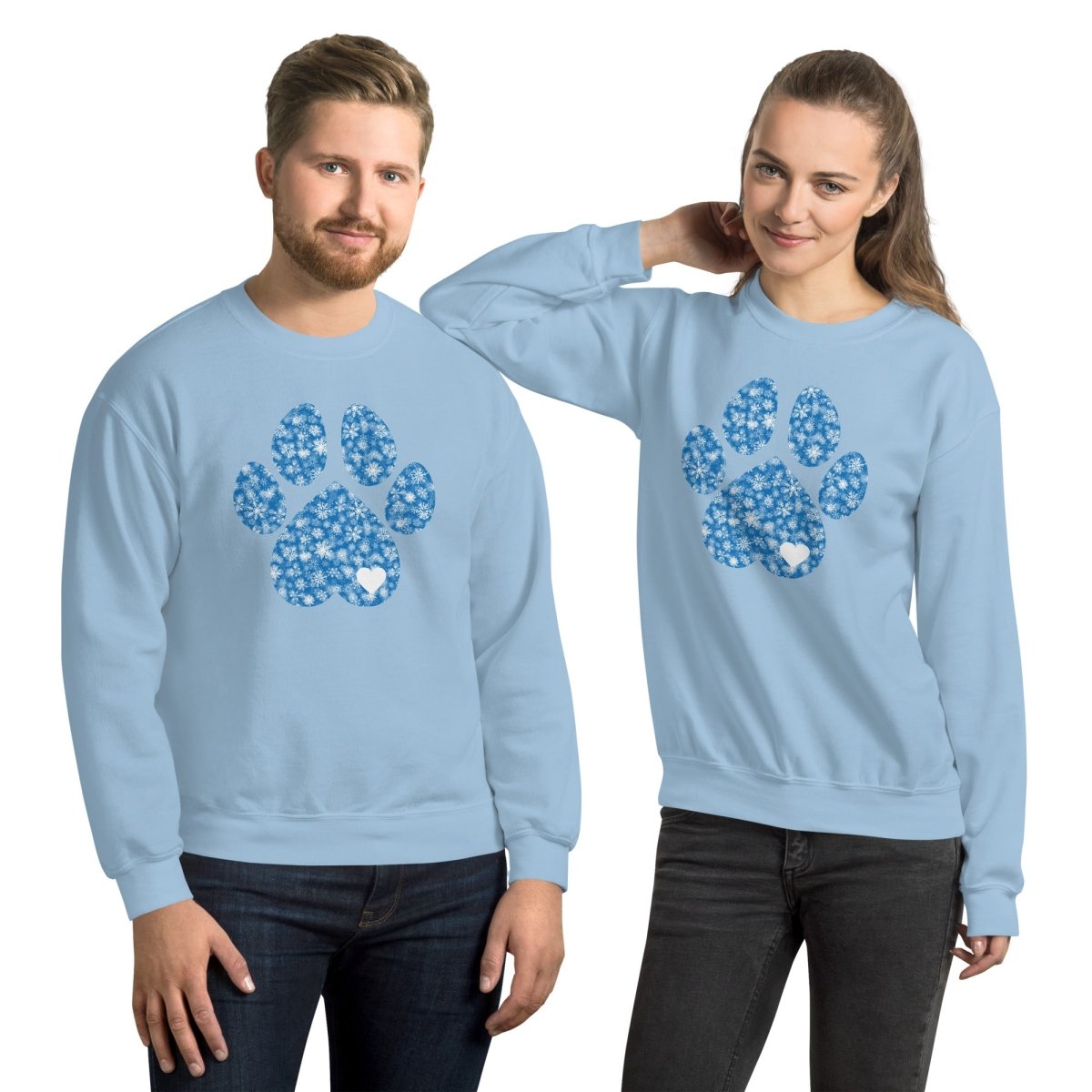 Blue Snowflake Dog Paw Sweatshirt - DoggyLoveandMore