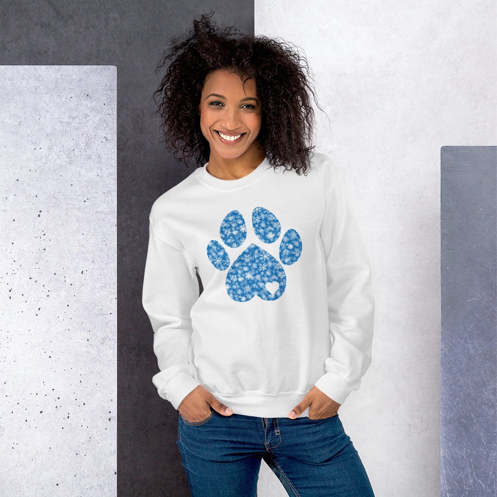 Blue Snowflake Dog Paw Sweatshirt - DoggyLoveandMore