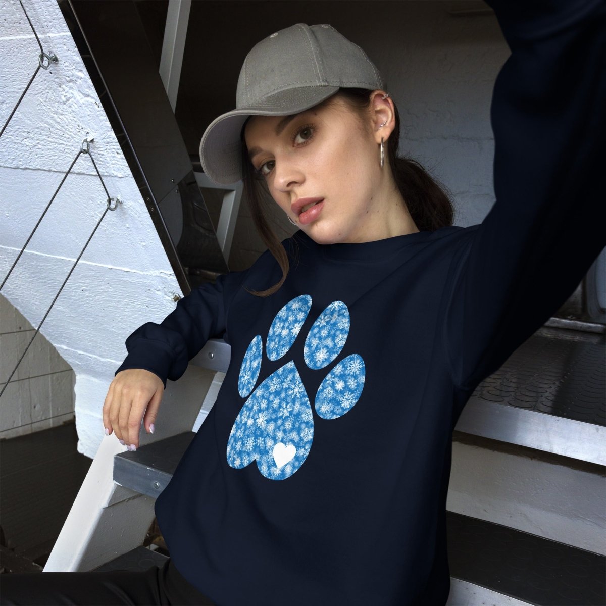 Blue Snowflake Dog Paw Sweatshirt - DoggyLoveandMore