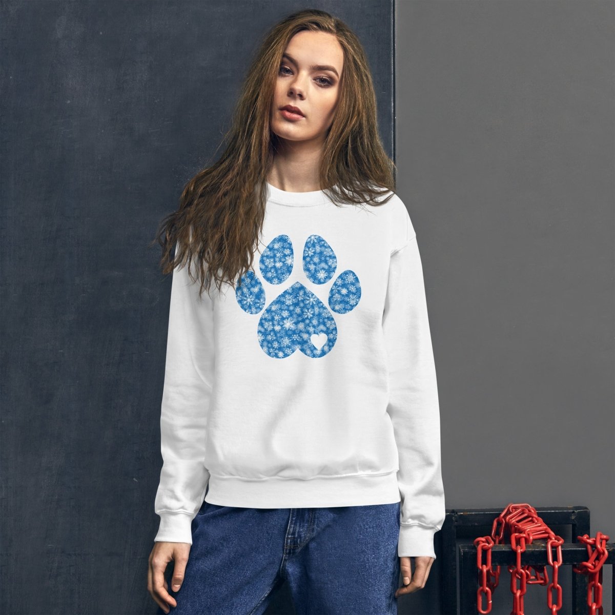 Blue Snowflake Dog Paw Sweatshirt - DoggyLoveandMore