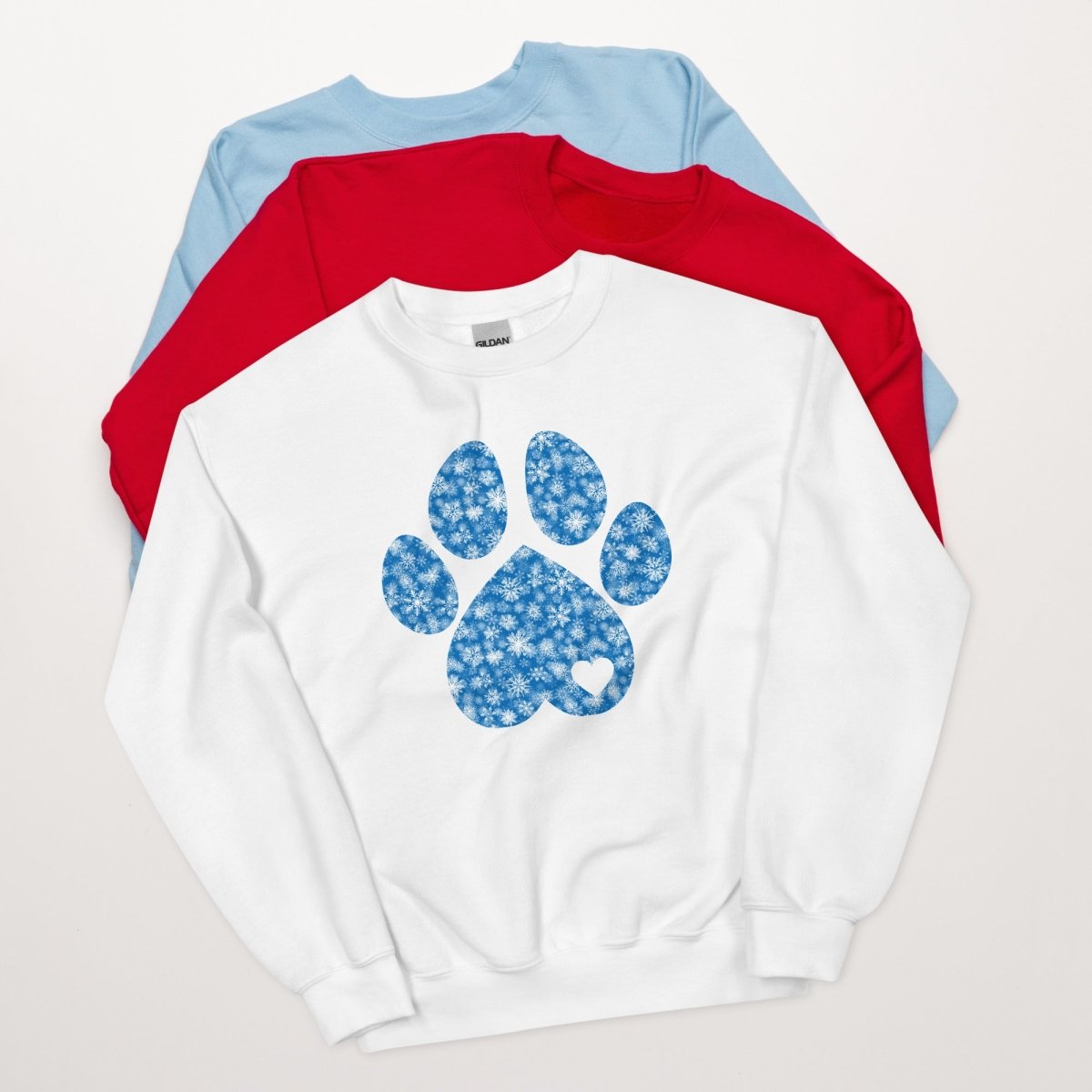 Blue Snowflake Dog Paw Sweatshirt - DoggyLoveandMore