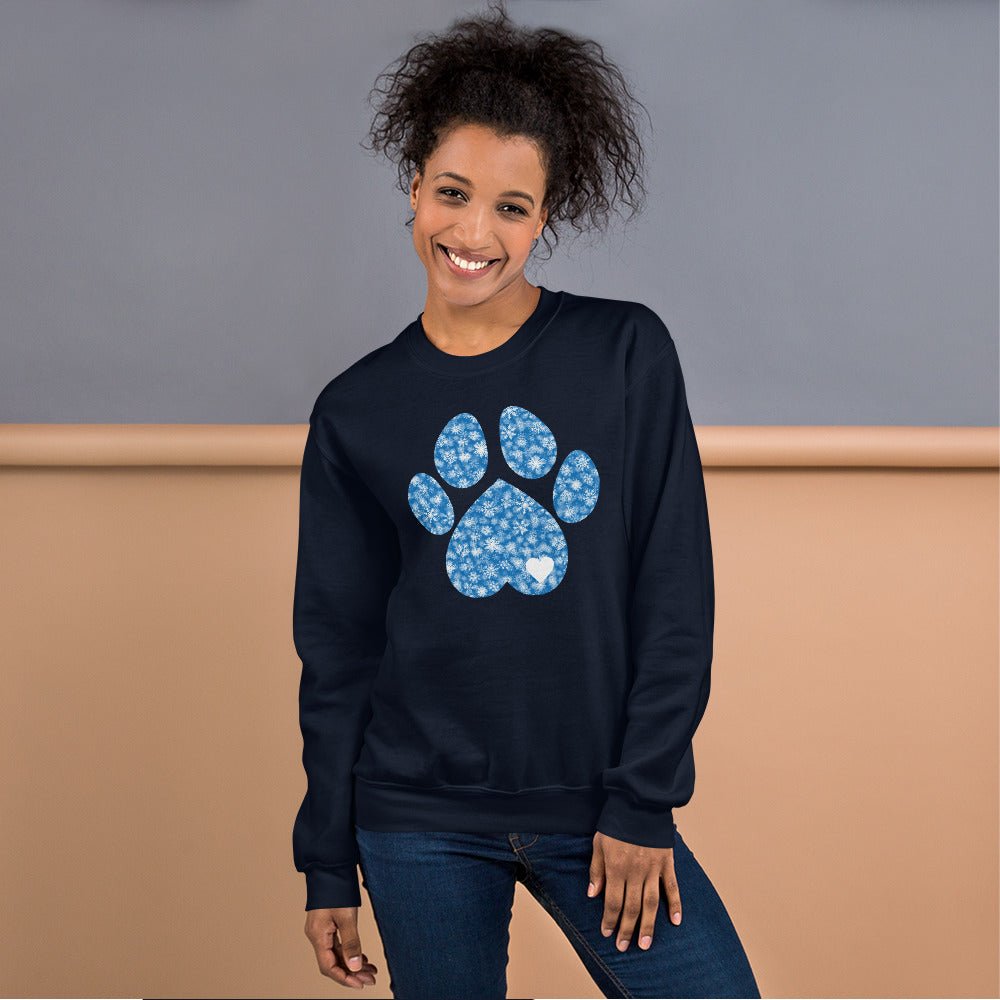 Blue Snowflake Dog Paw Sweatshirt - DoggyLoveandMore