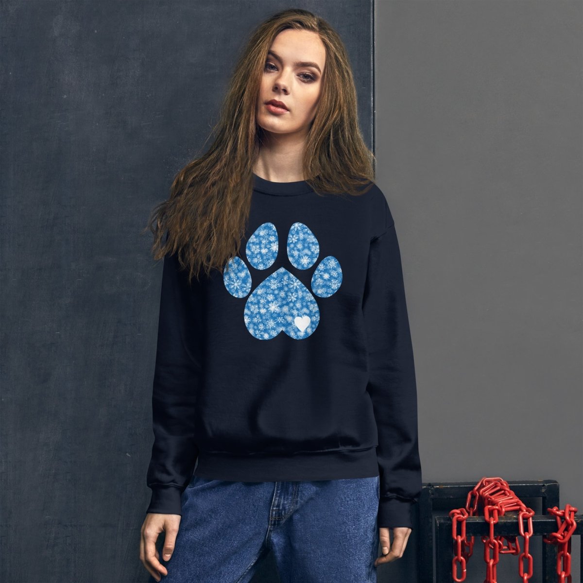 Blue Snowflake Dog Paw Sweatshirt - DoggyLoveandMore