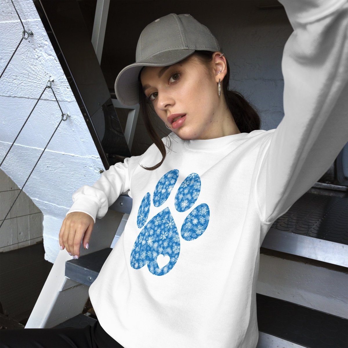 Blue Snowflake Dog Paw Sweatshirt - DoggyLoveandMore