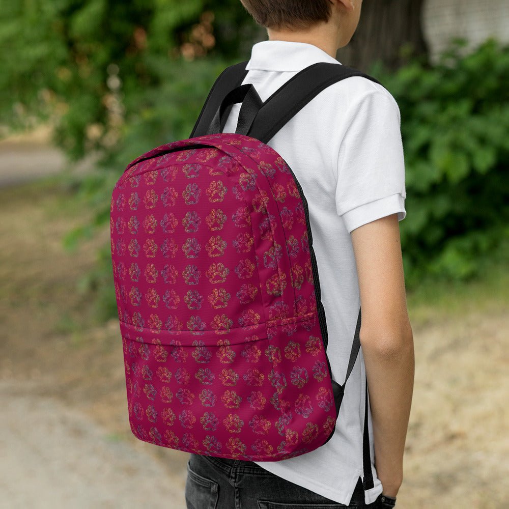 Burgundy Paw Prints Backpack - DoggyLoveandMore