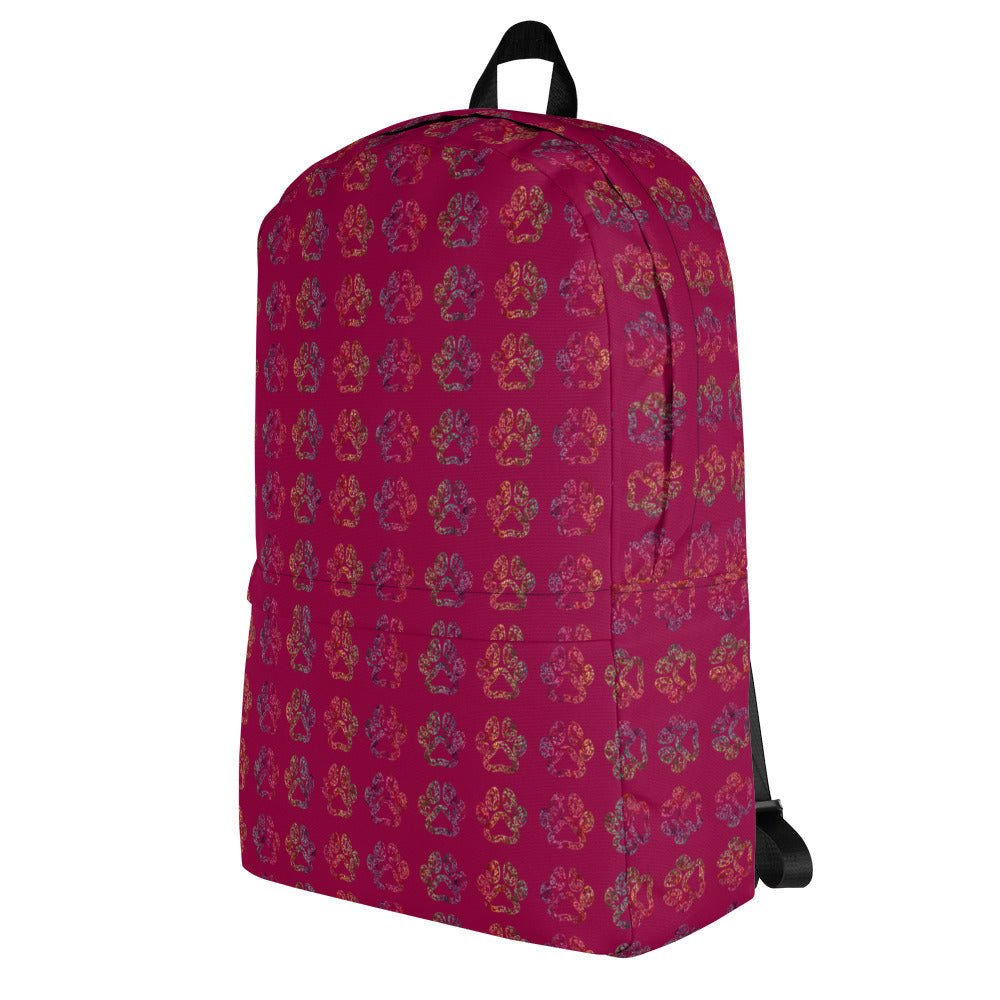 Burgundy Paw Prints Backpack - DoggyLoveandMore