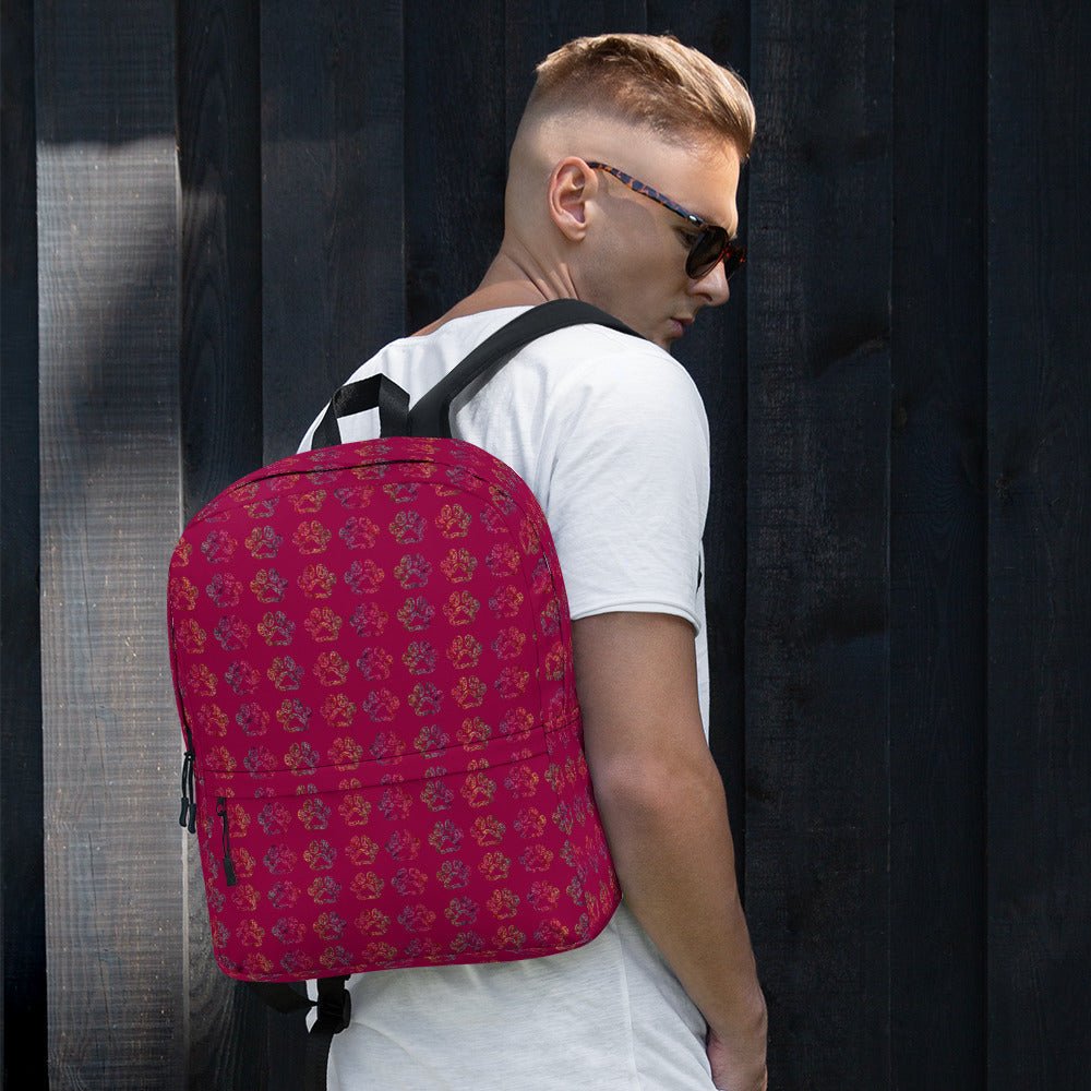 Burgundy Paw Prints Backpack - DoggyLoveandMore